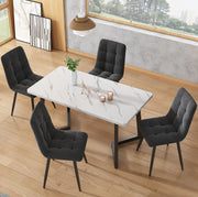 Tavolo da pranzo 117x68x75 cm in MDF con effetto marmo; bianco e nero