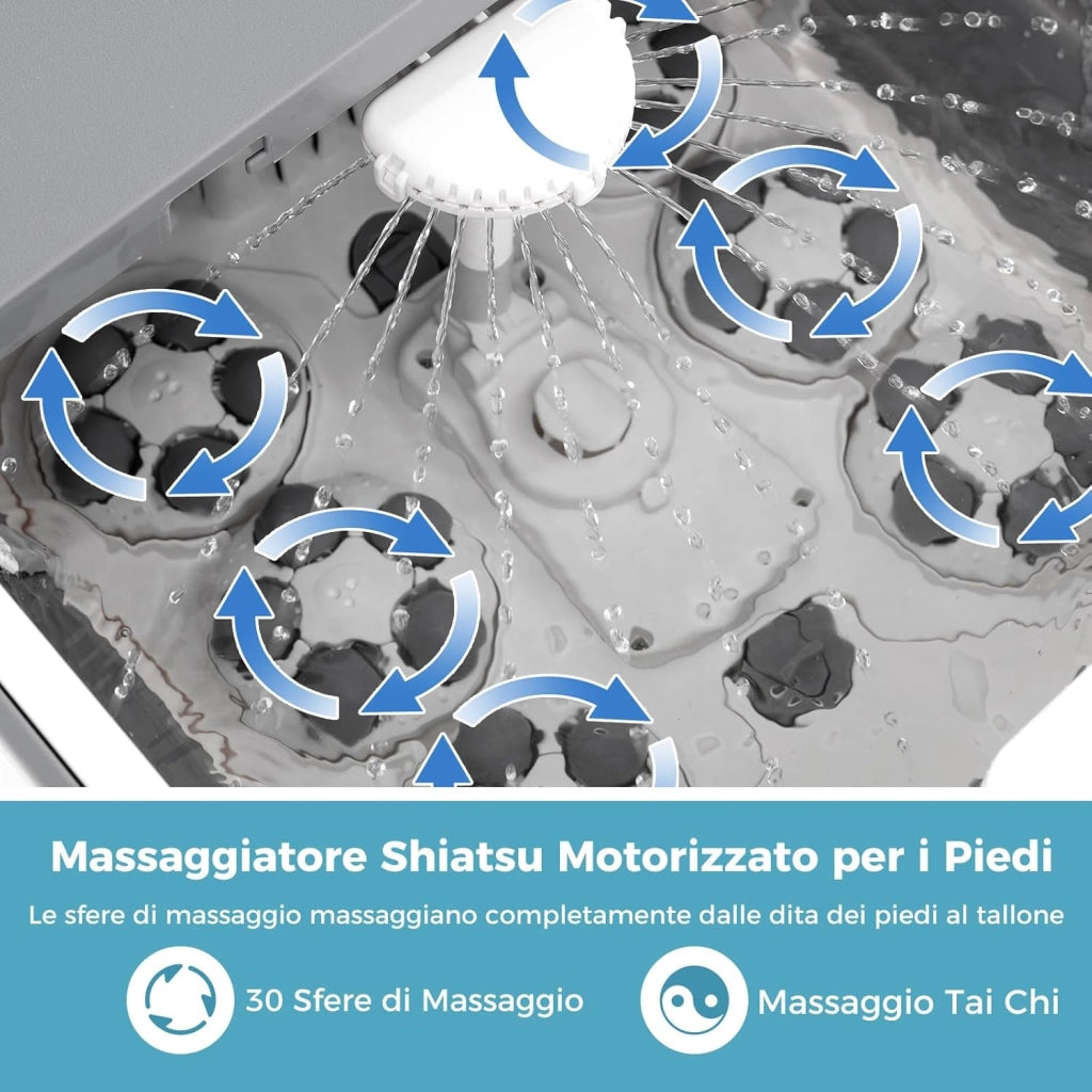 Massaggiatore Pieghevole per Pediluvio, Idromassaggiatore Plantare con Calore Doccia e Timer, Massaggianti Shiatsu Motorizzate, 35-48 ℃