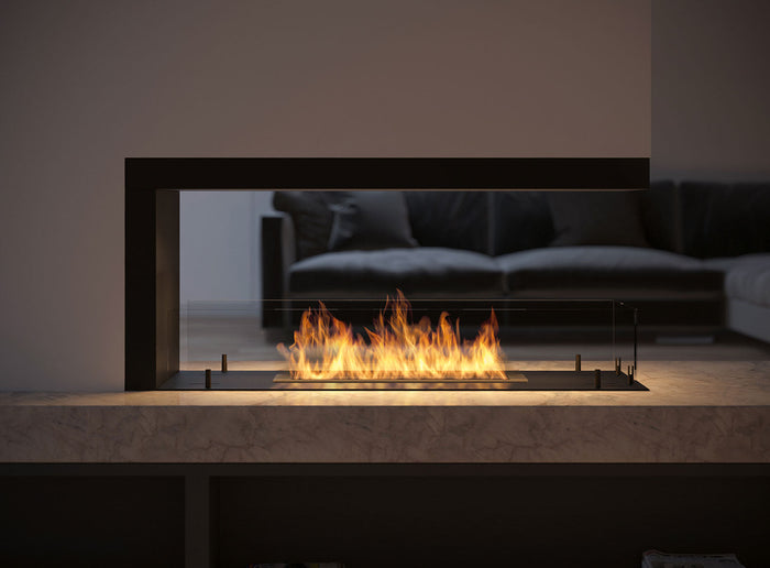 Camino a Bioetanolo Trifacciale da Incasso 100x50 cm Inside U 1000 V1 Nero con Vetro