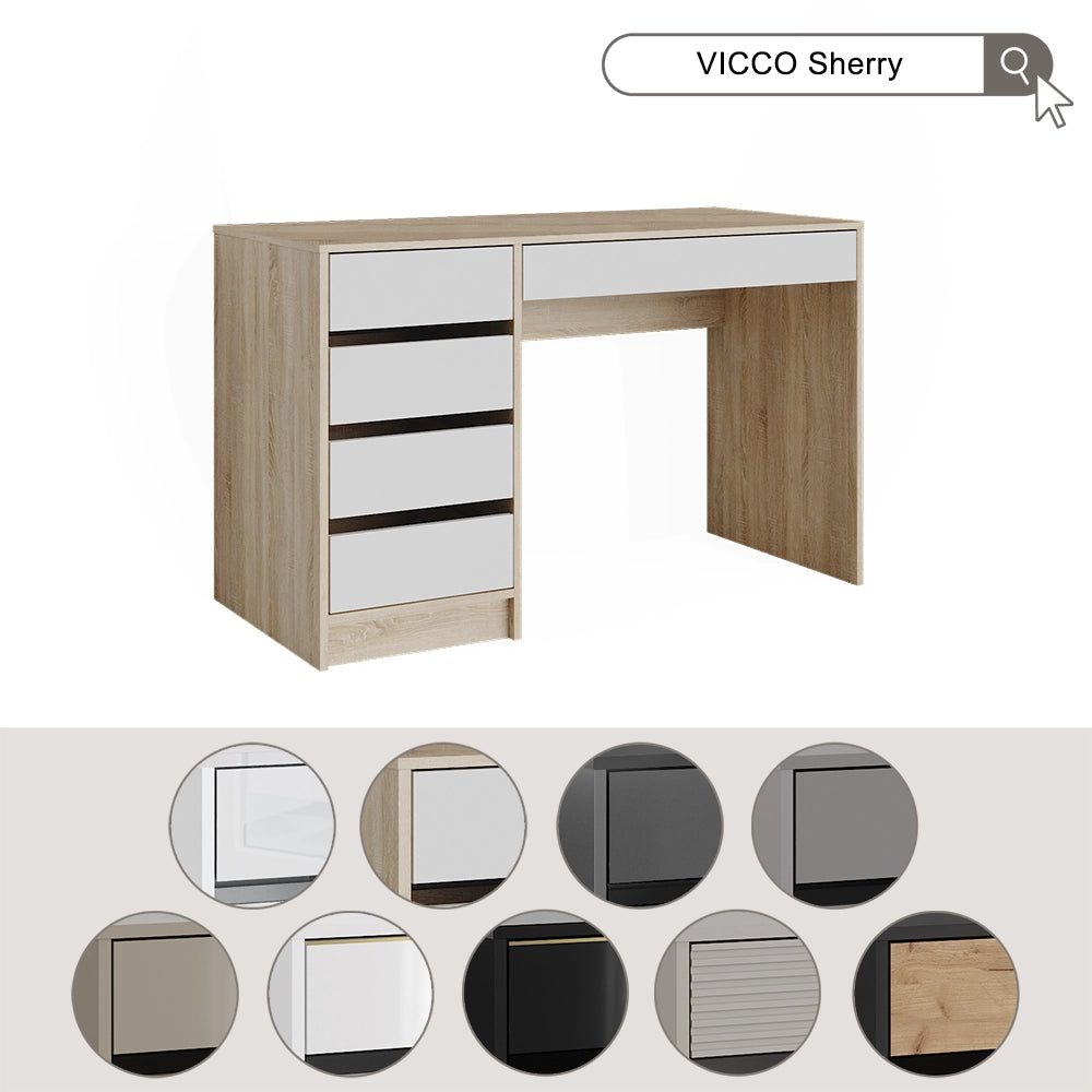 Vicco Scrivania Bianco lucido 55 x 120 cm con cassetti