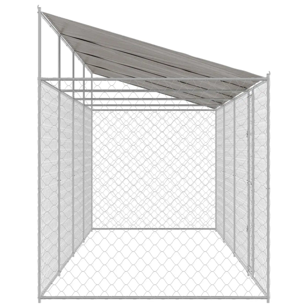 Gabbia per Cani con Tetto Argento 800 x 200 x 256 cm 3368303