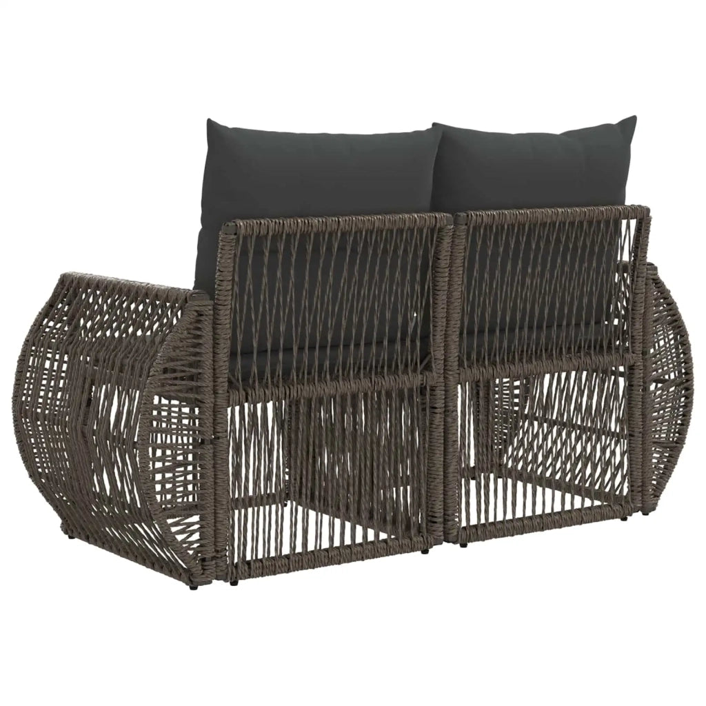 Divano da giardino 2-Numero di posti Grigio polyrattan 42026702