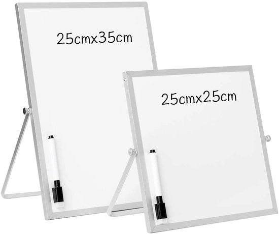 Bord White Magnetico A4 - 25 x 35 cm - Portatile Bicamera - Riscrivibile - cancellabile - Pannello di Ricordo per Casa e Ufficio