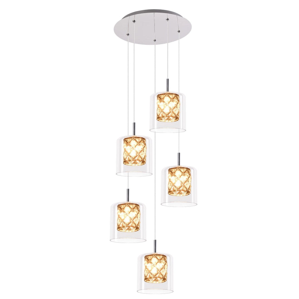 Lampada a sospensione ZMH per sala da pranzo 5 fiamme lampada a sospensione moderna vintage G9 cucina hotel