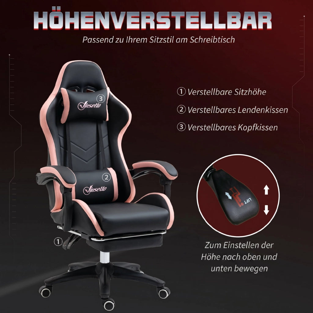 Sedia da ufficio con supporto lombare e testiera ¨C zephmum ¨C rosa e nero