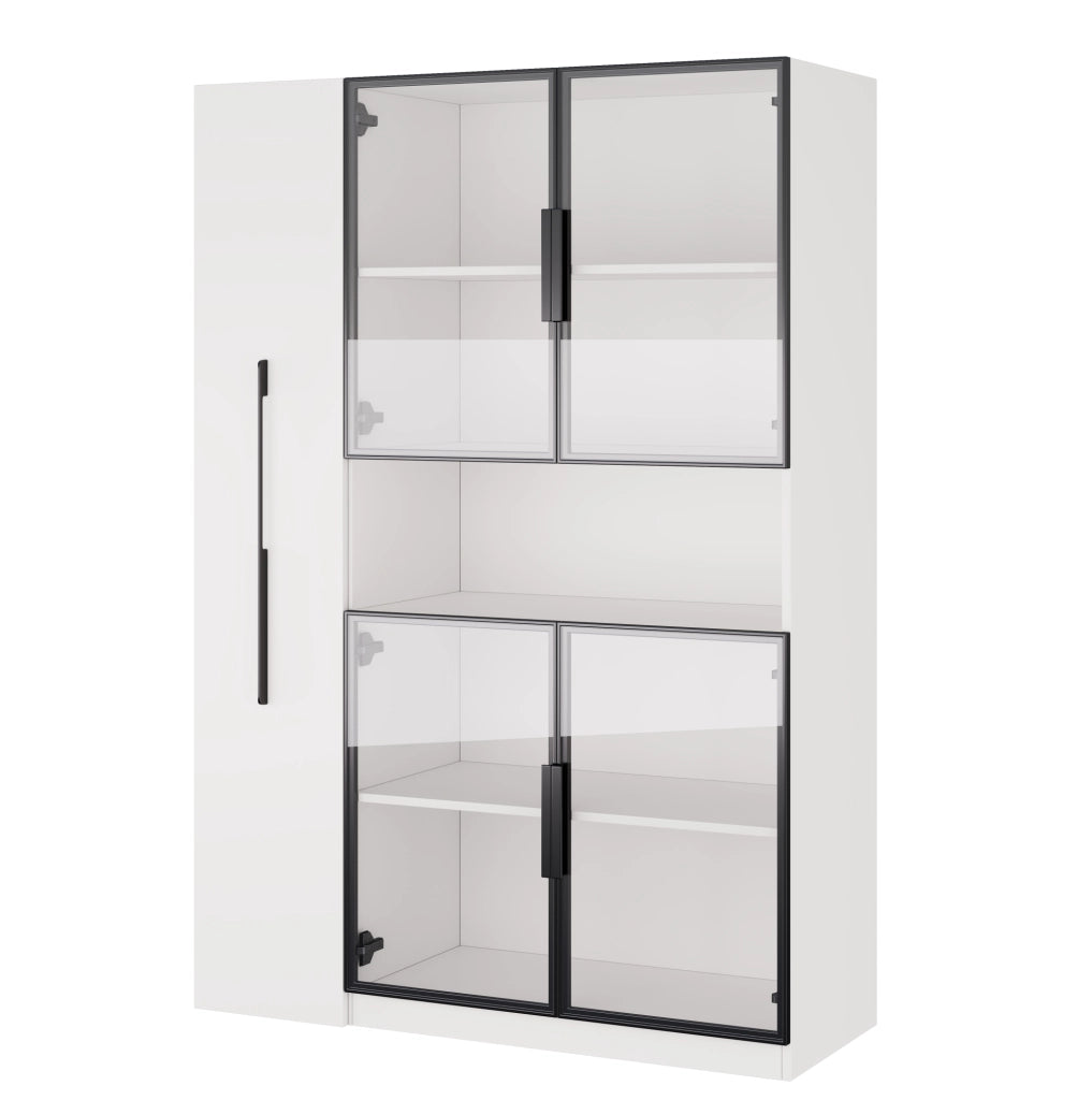 Vetrina bianca con LED e ripiani estraibili 110×35×160 cm
