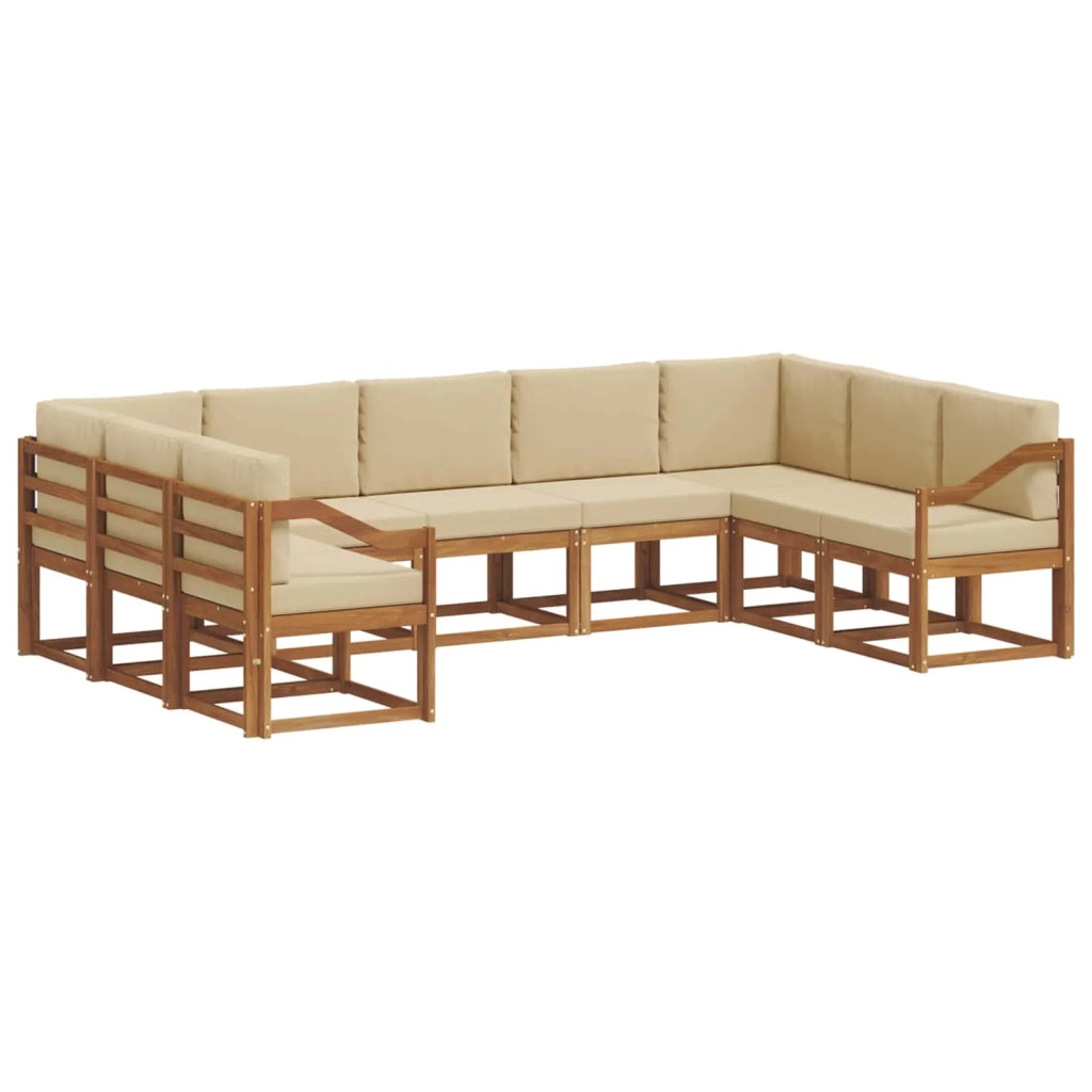 Set di divani da esterno con cuscino 9 pcs Naturale e Beige 3367001