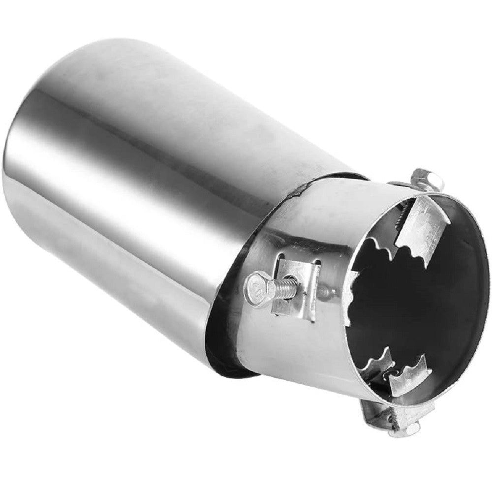 Trade Shop - Terminale Di Scarico Marmitta Universale Posteriore 62mm In Acciaio Silenziatore -