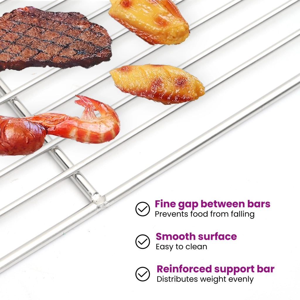 Griglia BBQ rettangolare 40x30 cm in acciaio inox 304