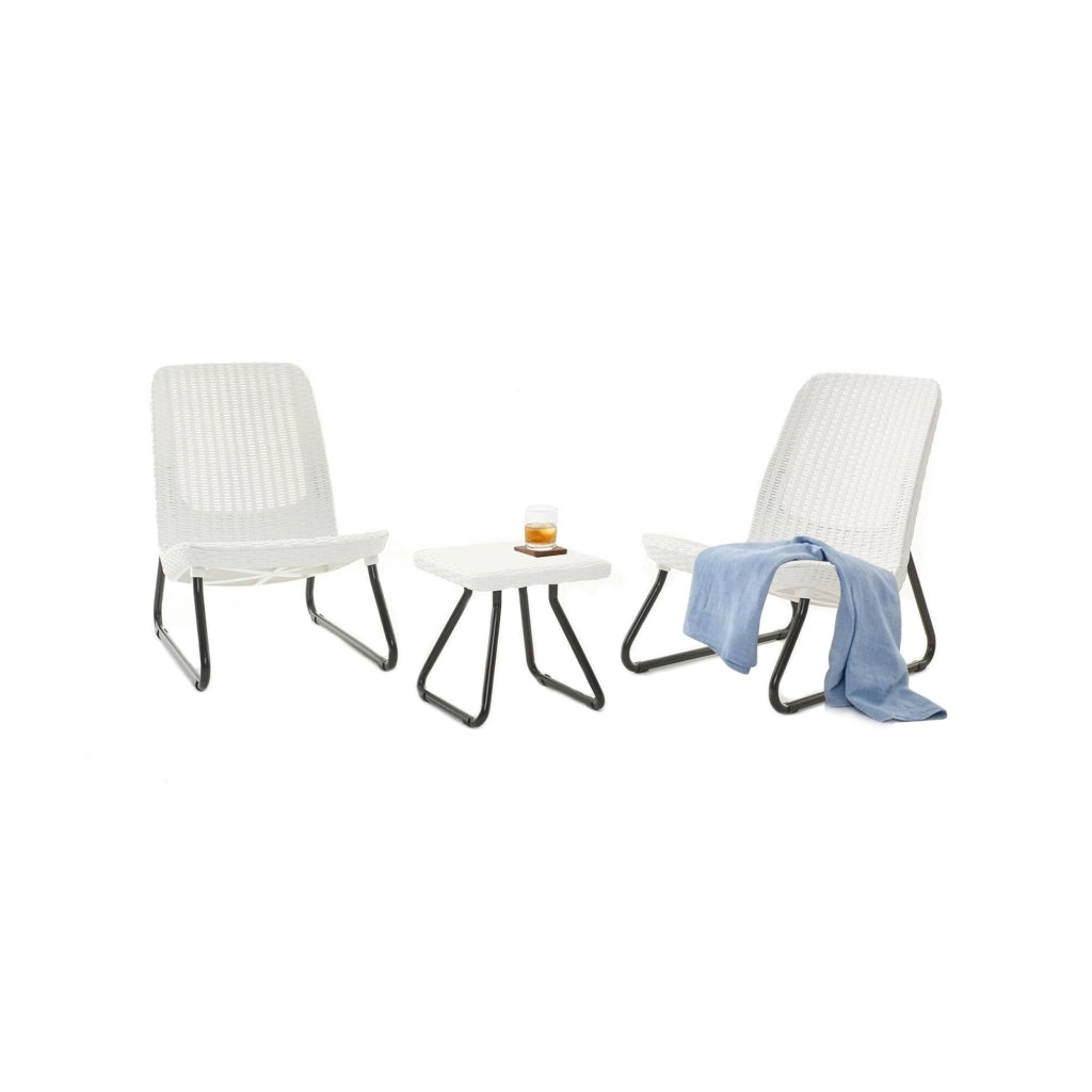 Set salotto da esterno Canmore, Salottino outdoor, Set da balcone o giardino, Composizione soggiorno per esterni, 78x54 h79 cm, Bianco