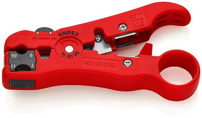 Knipex 16 60 06 SB Spelacavi per Cavi Coassiali RG 59 RG 6 RG 7 RG 11 125 mm colore Rosso