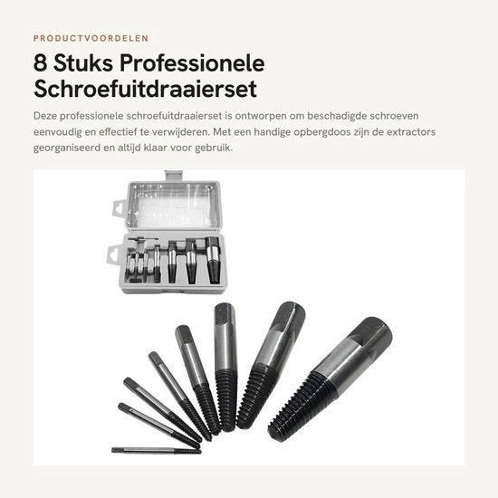 Set di chiavi a vite professionale da 8 pezzi - rimuovitore di viti - contenitore di conservazione - realizzato in acciaio di carbonio - duraturo - facile da usare - estrattore di viti