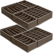 Organizzatore per armadio 8 contenitori, cassetti organizzatori marroni, scatole di archiviazione, dividersi pieghevoli per intimo, reggiseni, calze, cravatte, articoli intimi