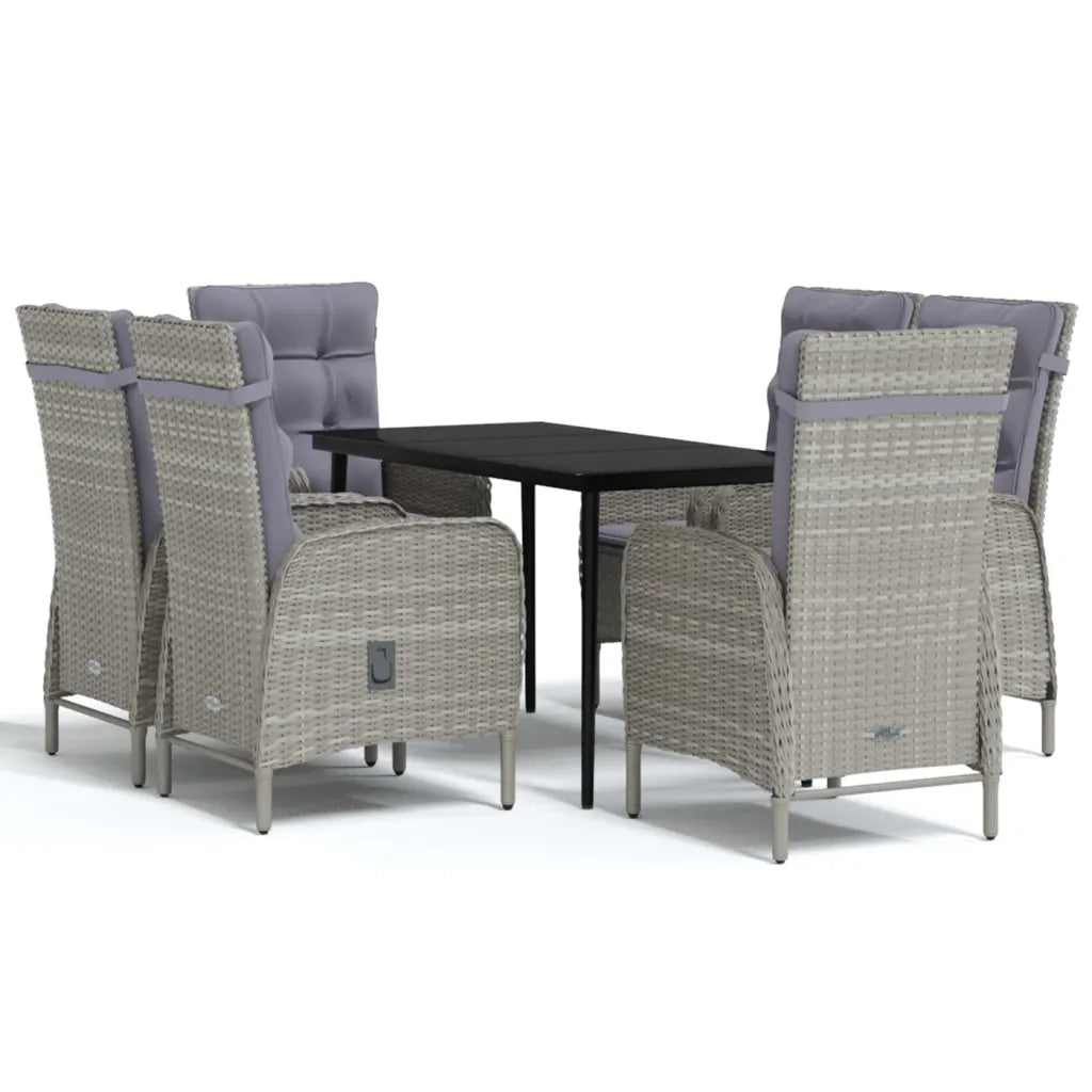 Set da Pranzo da Giardino 7 pz con Cuscini Grigio e Nero cod mxl 51919