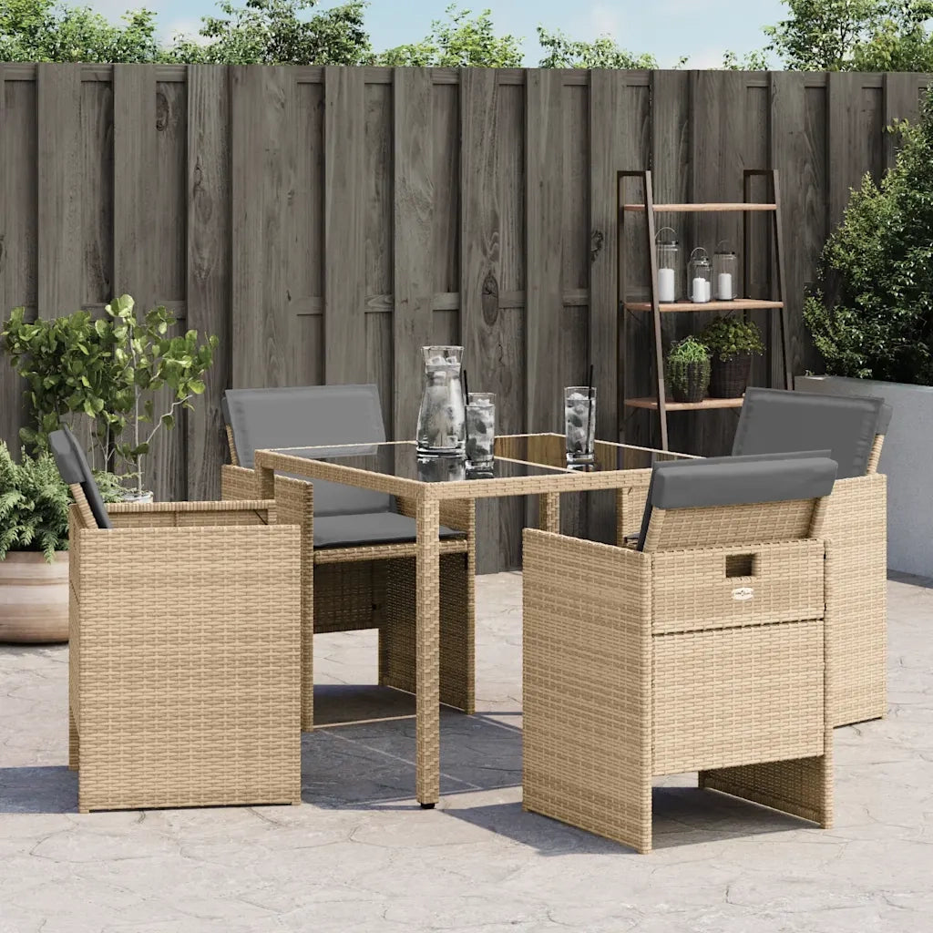 Sedie da Giardino con Cuscini 4 pz | Sedie da Esterno Beige Misto in Polyrattan
