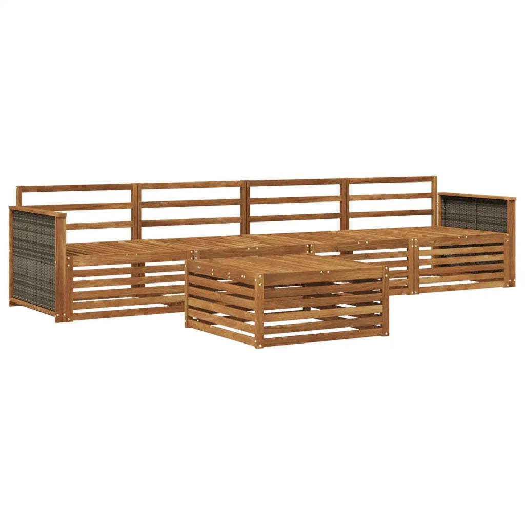 Set di divani da esterno 5 pz Naturale Legno di Acacia Massello 3382987