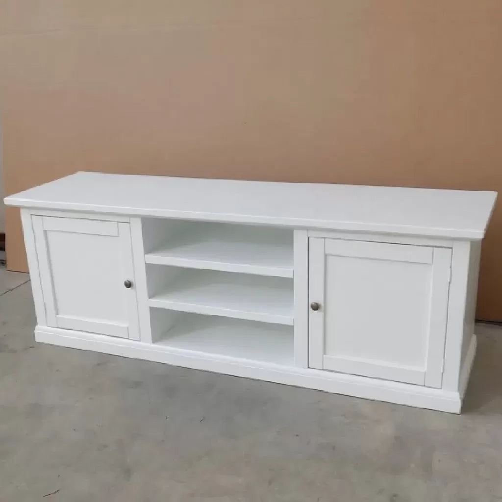 Porta tv 2 ante in legno shabby bianco 160x46x56 (1365) - Mobili 2G