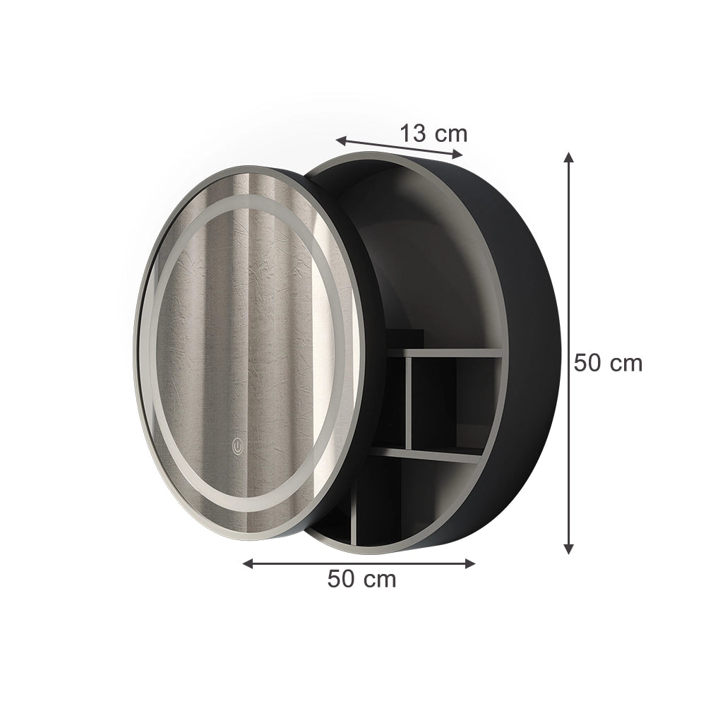 Vicco Specchio contenitore bagno Nero 50 x 50 cm con 5 vani portaoggetti