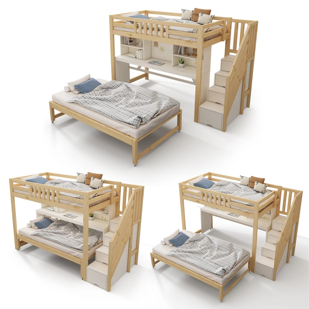 letto a castello in legno bianco e rovere 97 x 254 cm