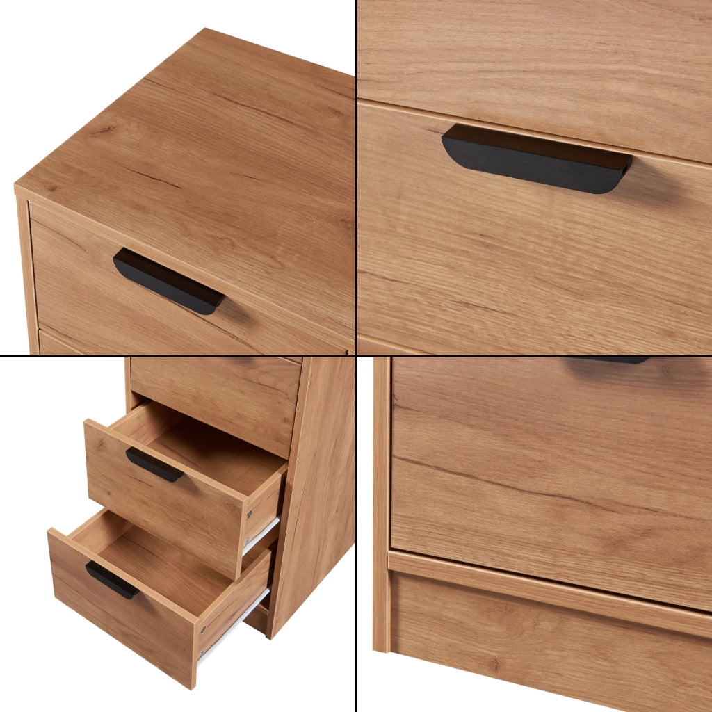 Cassettiera pratico mobile contenitore per ingresso soggiorno camera da letto MDF 108 x 40 x 40 cm effetto rovere 03_0009315