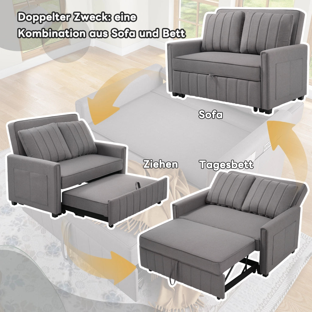 DIVANO LETTO pieghevole 127x180 cm Grigio Antico con 2 cuscini