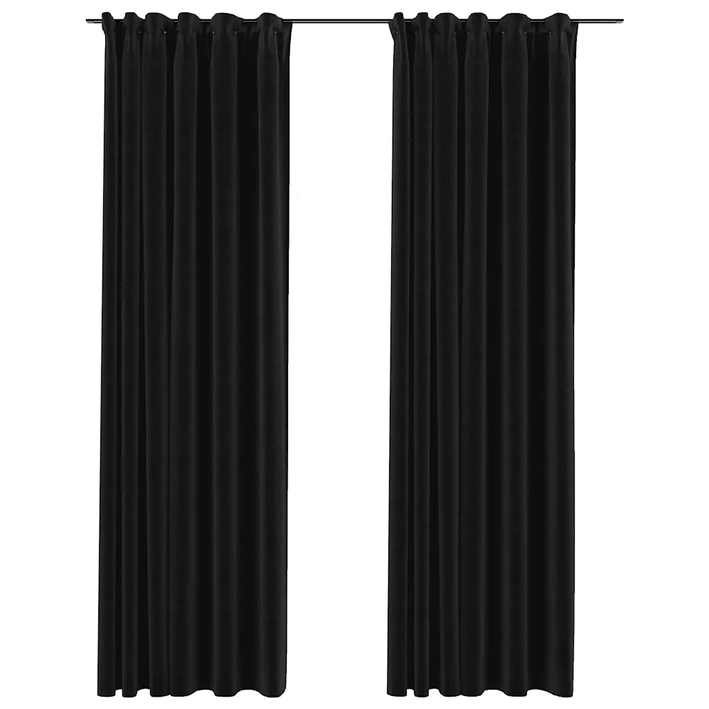 Tende Oscuranti | Tende Blackout con Ganci Effetto Lino 2 pz Antracite 140x225cm