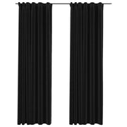 Tende Oscuranti | Tende Blackout con Ganci Effetto Lino 2 pz Antracite 140x225cm