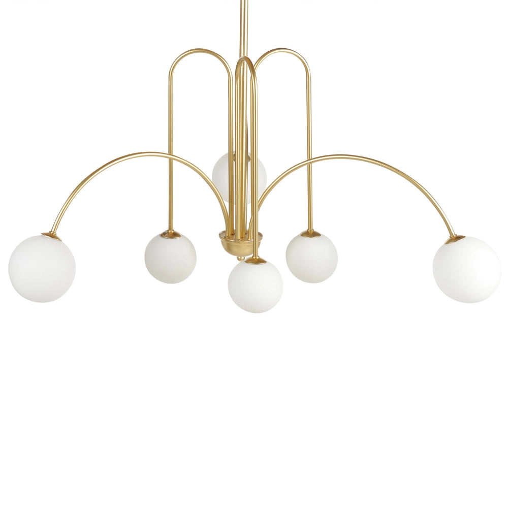 Lampadario in metallo oro e paralume in vetro stile moderno contemporaneo soggiorno sala da pranzo