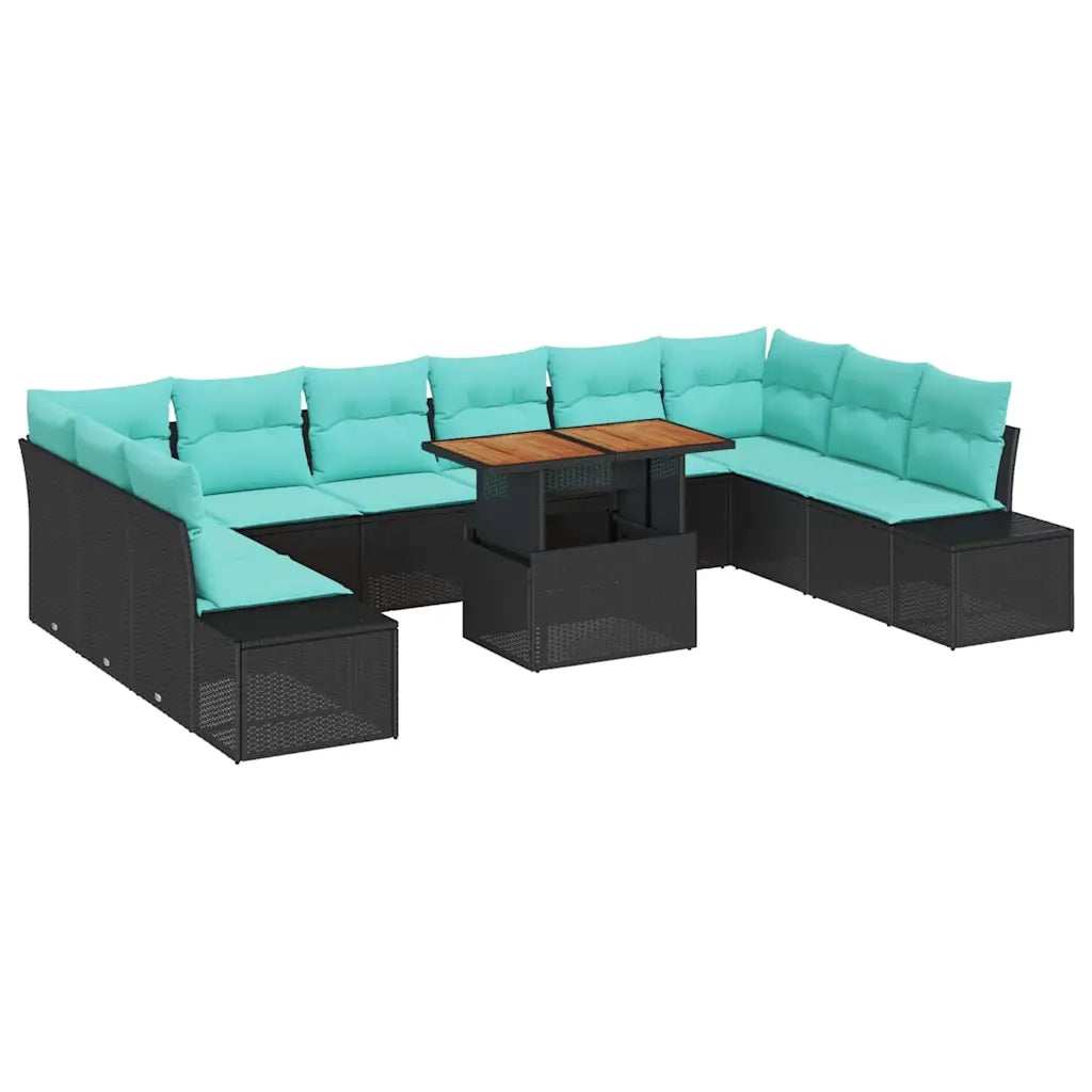 Set Divano da Giardino 11 pz Nero Poly Rattan 3358755