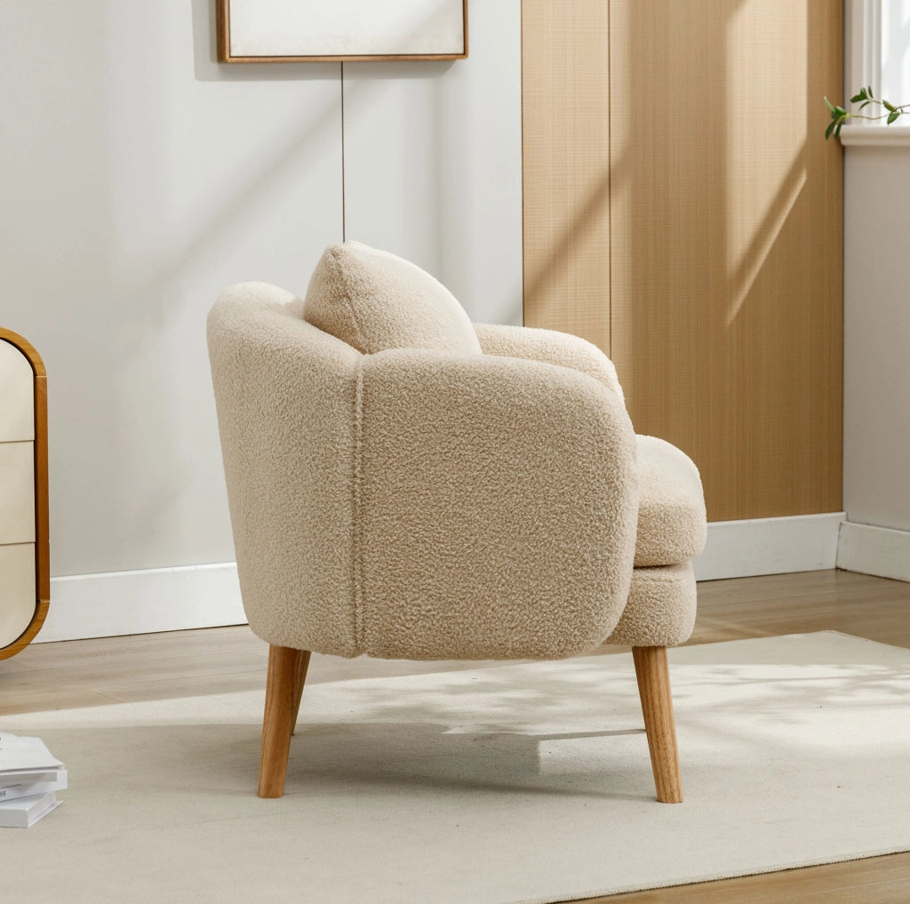 Poltrona singola in Teddy con cuscino; 71x72x71 cm; beige