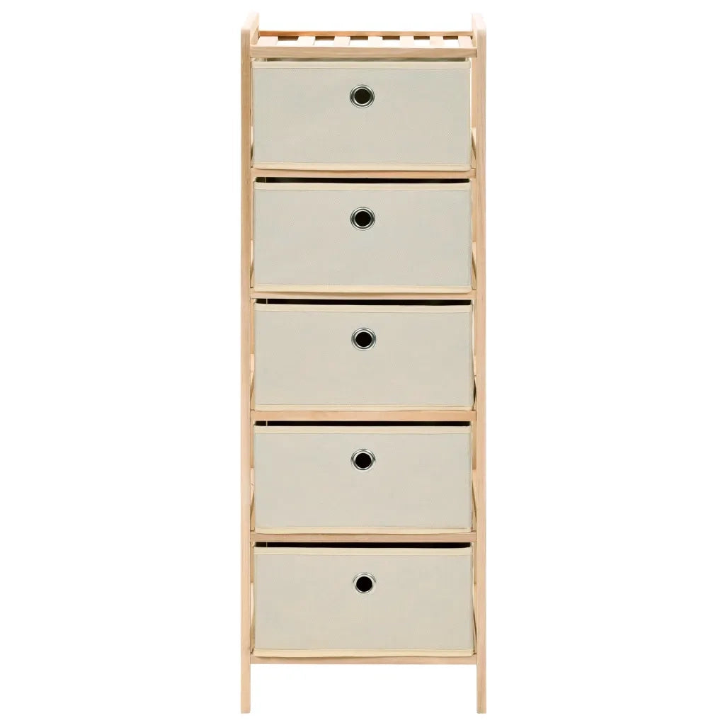 Scaffali con 5 Cesti in Tessuto 2 pz in Legno di Cedro Beige 276232