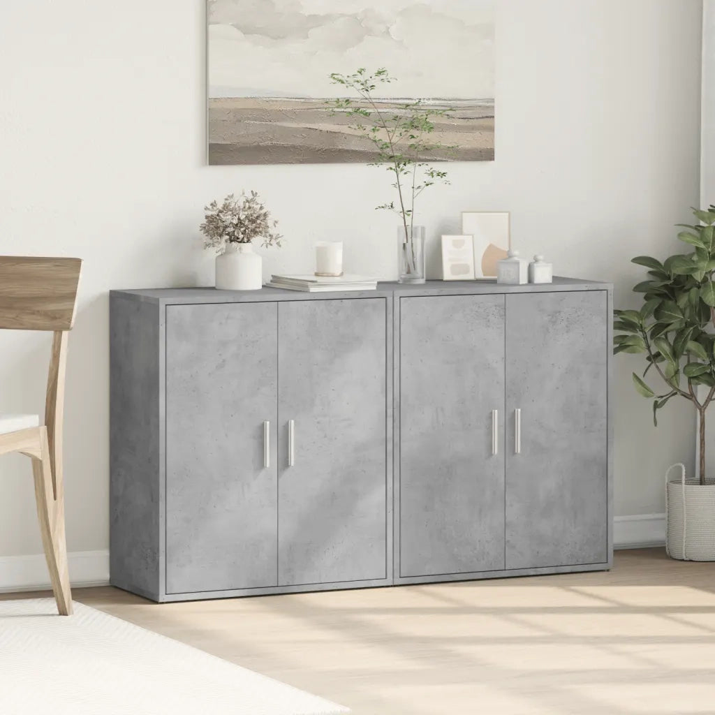 Credenze 2 pz | Madia | Buffet da pranzo | Armadio da pranzo Grigio Cemento 60x31x70 cm in Legno Multistrato
