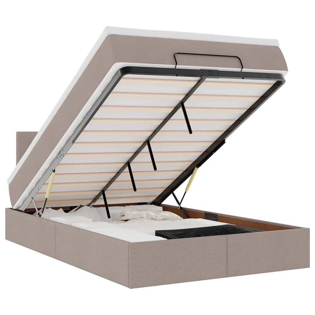 Pouf Letto con Materasso e LED Tortora 120x190cm in Tessuto 3312212