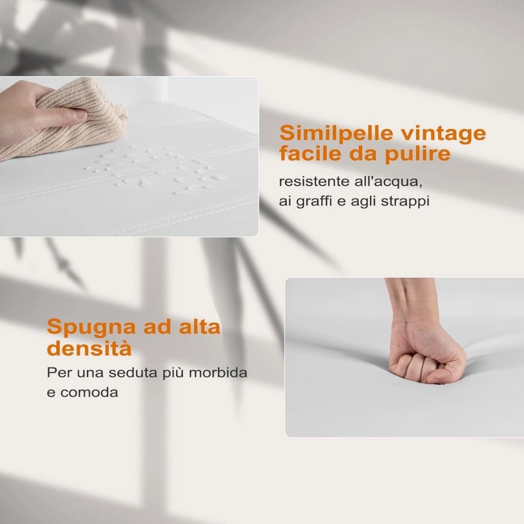 Set di 4 Sedie per Sala da Pranzo, Sedie da Cucina Moderne con Schienale Alto, Sedie Cantilever Imbottite Ergonomiche per Soggiorno, Ufficio, in PU, Bianco, BH378ws-4