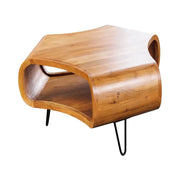 Tavolino basso NERA 70 cm in legno massiccio di acacia con nicchia e piedi in metallo nero – stile retro industriale