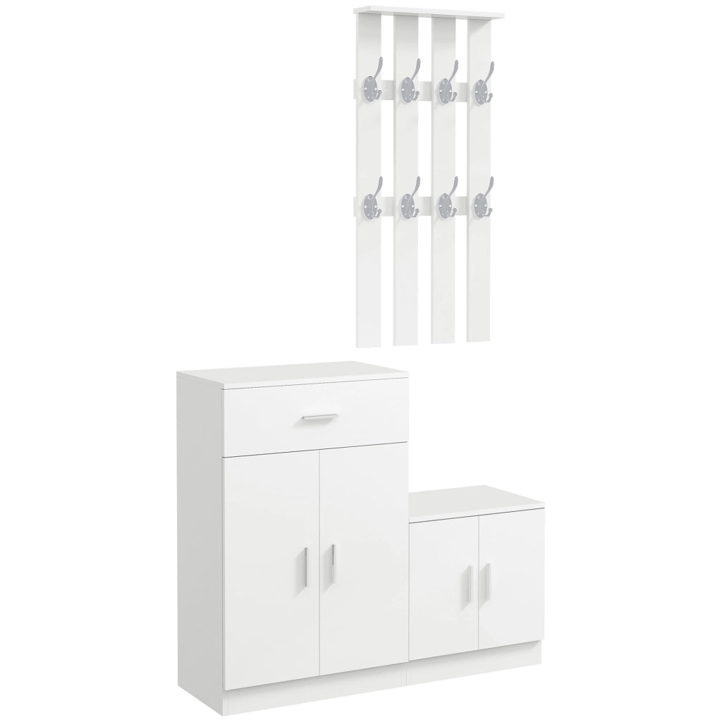 Scarpiera con Appendiabiti ¨C zephmum ¨C Legno Bianco 100x32x187 cm
