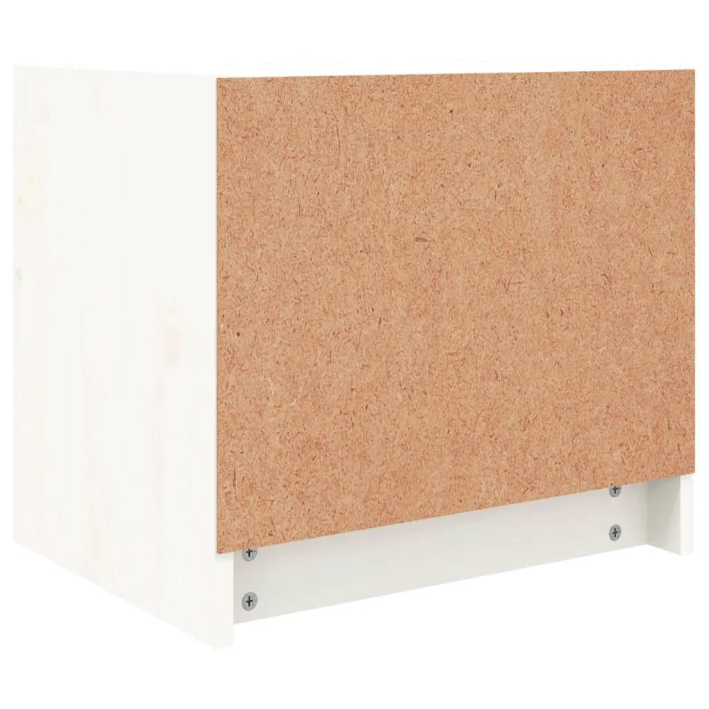 Comodino Bianco 40x31x35,5 cm in Legno Massello di Pino 836137