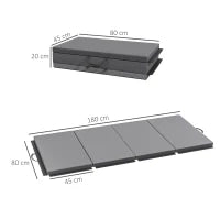 Tappetino da Ginnastica Pieghevole, Materassino Fitness Spesso 5 cm e Antiscivolo, 180x80x5 cm, Grigio