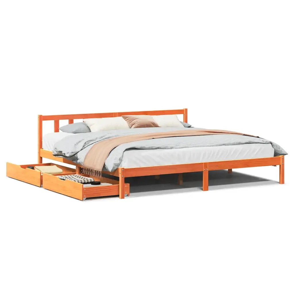 Letto senza Materasso Marrone Cera 180x200 cm in Legno di Pino