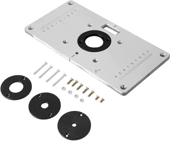 Tavola di supporto in alluminio 235 x 120 x 8 mm - con anelli e viti - per sedie in legno.