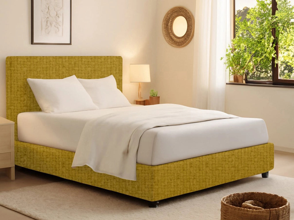 Rugby, Letto Singolo Sfoderabile Made in Italy, Giallo Ocra