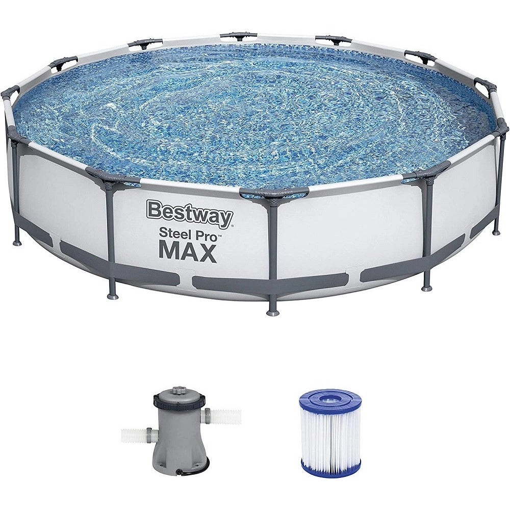 Trade Shop - Set Piscina Fuori Terra Rotonda Steel Pro Max 366x76cm 6473lt Pompa Filtro 56416 -
