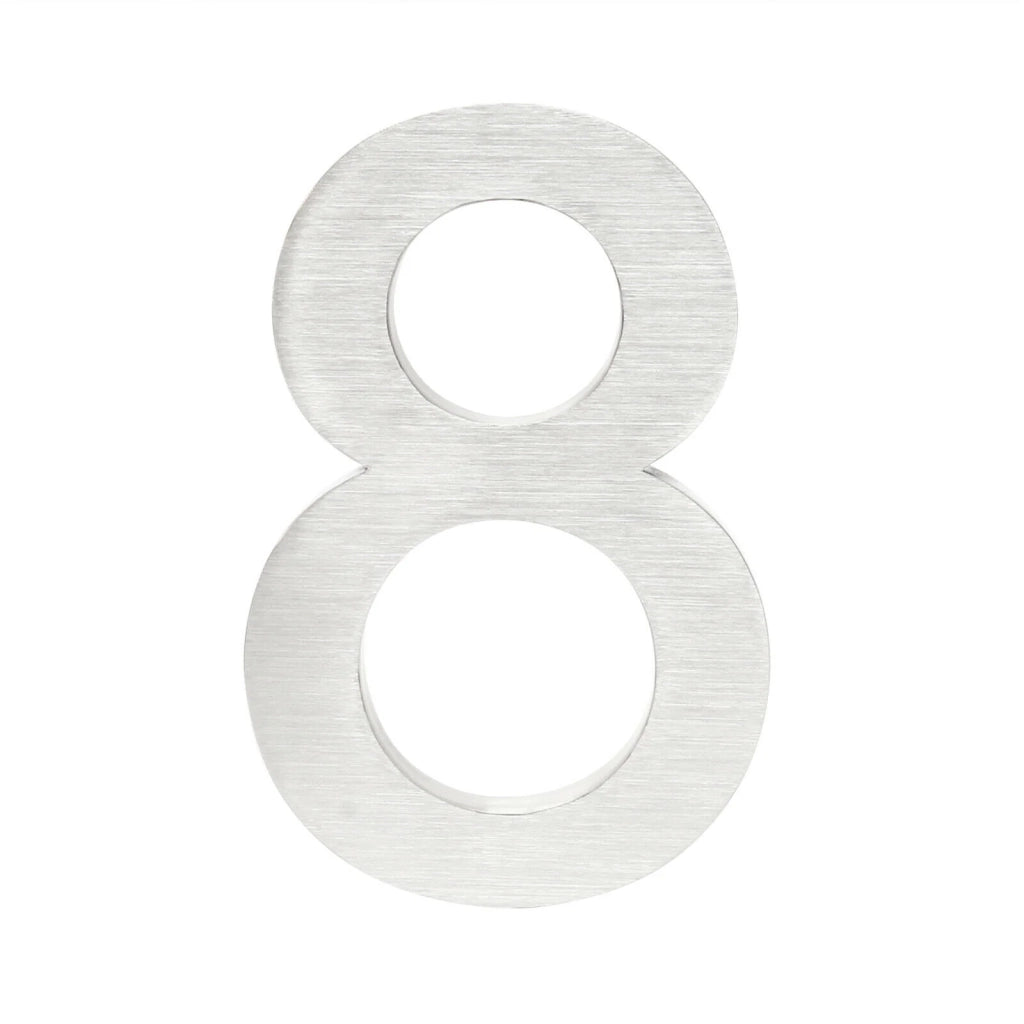 Numero civico "8" in acciaio pregiato 20 cm Arial 3D materiale di montaggio incluso 16_0001432