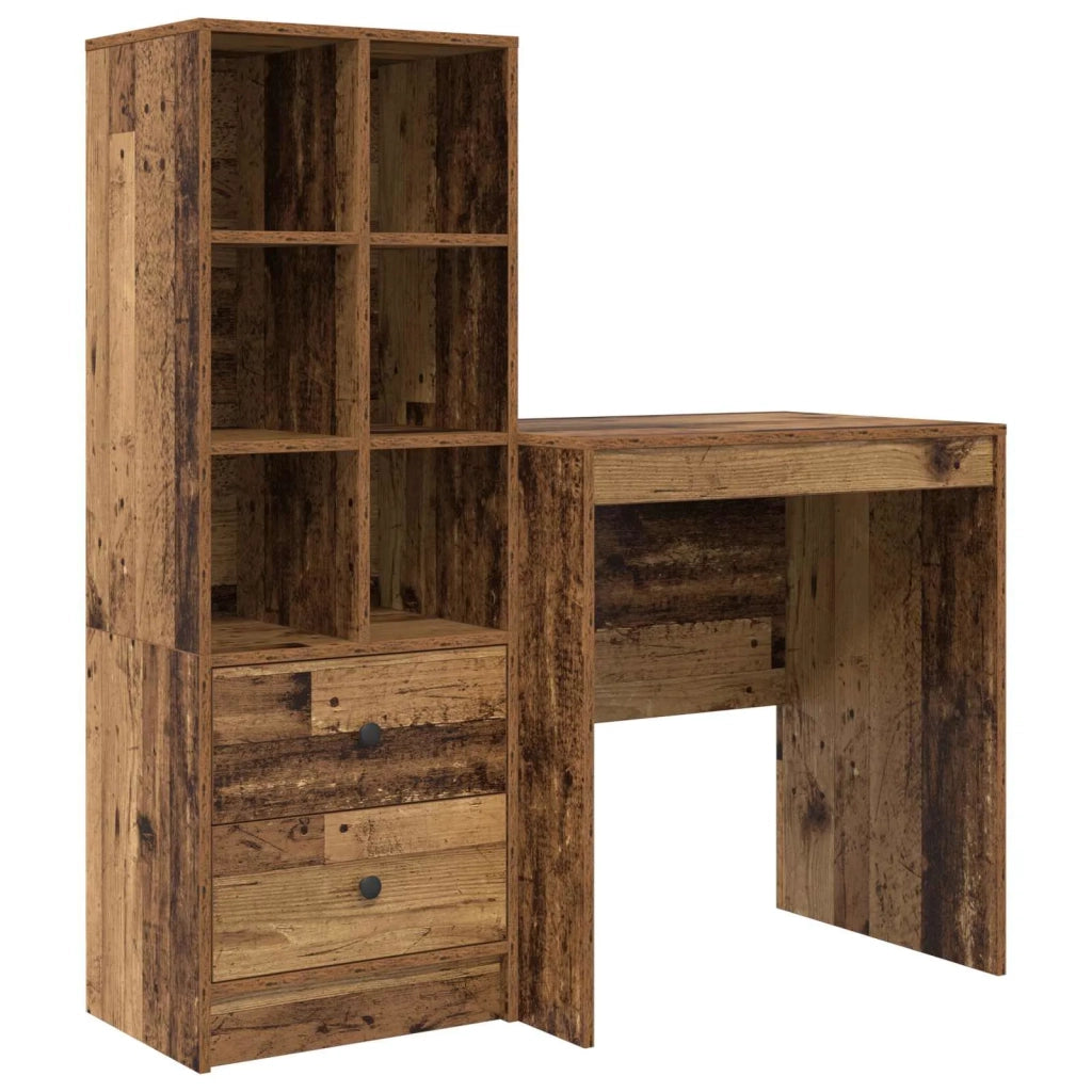 Scrivania con cassetto con lo scaffale 2 pcs Legno vecchio 3337351