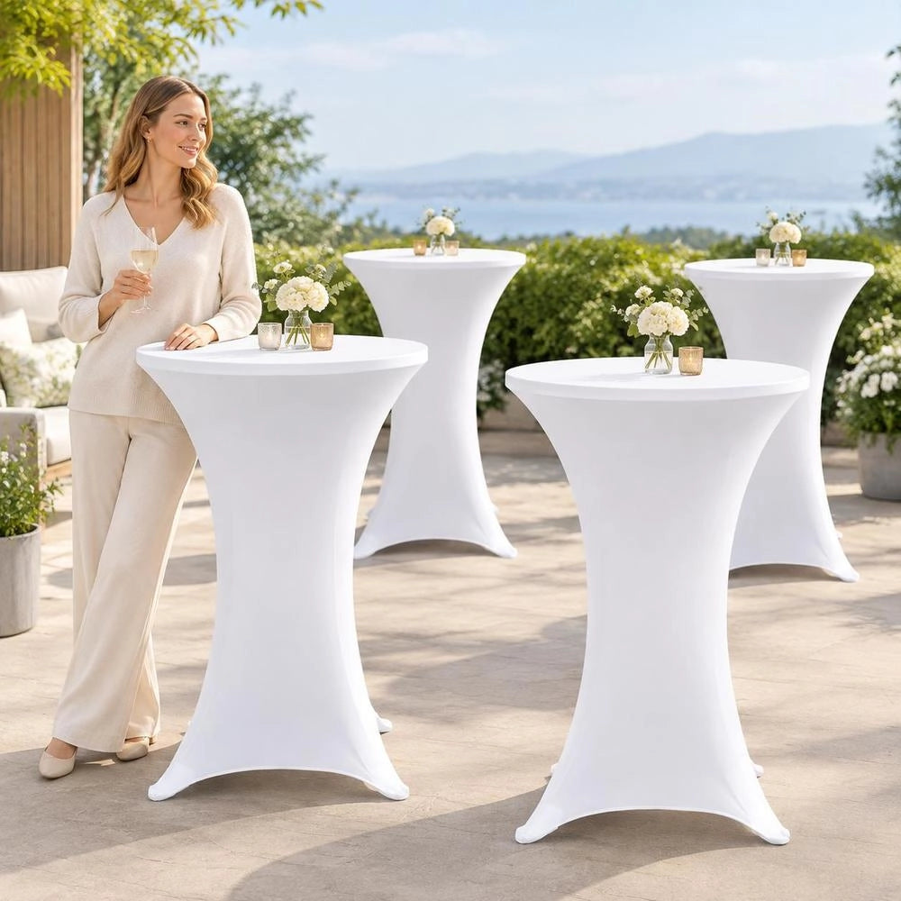Standing Table Covers, 4 Pieces, 60 Cm, White Stretch