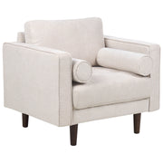 Poltrona Imbottita in tessuto beige con schienale spesso imbottito stile retrò soggiorno