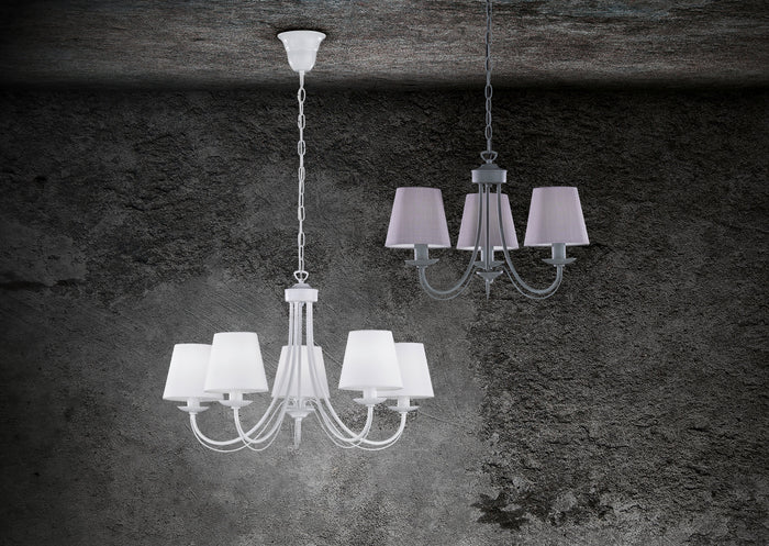 Lampadario da Interno  E14 in Metallo Bianco Opaco