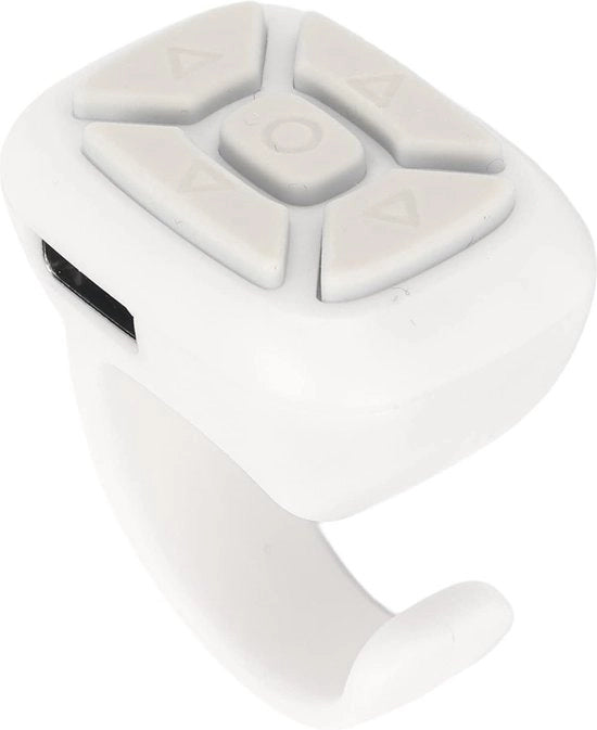 Comando a Distanza Bluetooth per Telefono cellulare con Funzione di Paginazione e Design a Anello - Bianco.