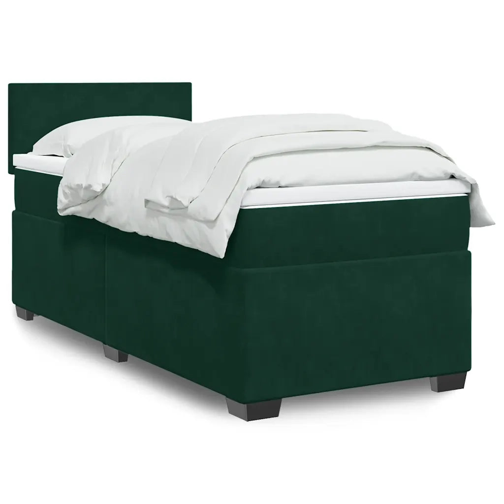vidaXL Giroletto a Molle con Materasso Verde Scuro 90x190 cm Velluto