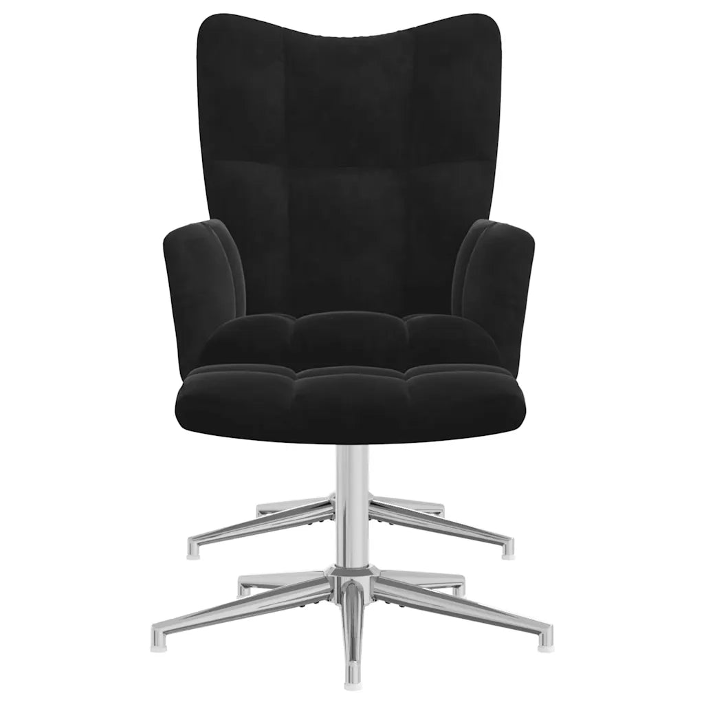 Poltrona Relax | Sedia Relax con Poggiapiedi Nero in Velluto